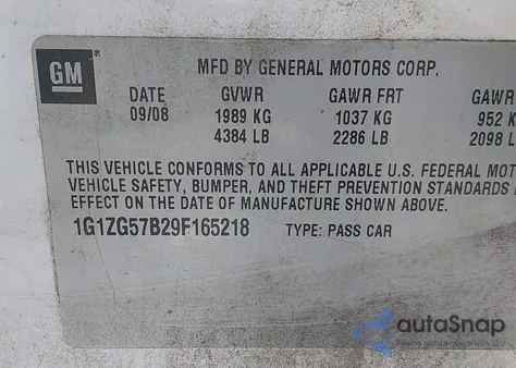 2009 Chevrolet Malibu Ls from USA, damaged, VIN 1G1ZG57B29F165218